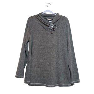 Soft Surroundings Brinley Top 1X Cow Neck Gray Plus Size NEW SS1B